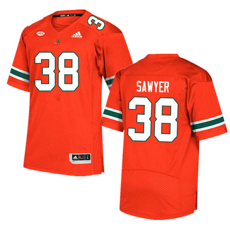 Men #38 Shane Sawyer Miami Hurricanes College Football Jerseys Sale-Orange